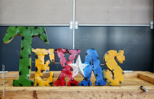  Colorful rustic handmade TEXAS sign. photo