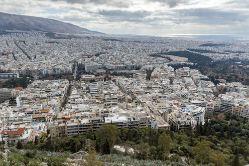 Fototapeta Naklejka Na Ścianę i Meble -  Amazing Panorama of the city of Athens from Lycabettus hill, Attica, Greece