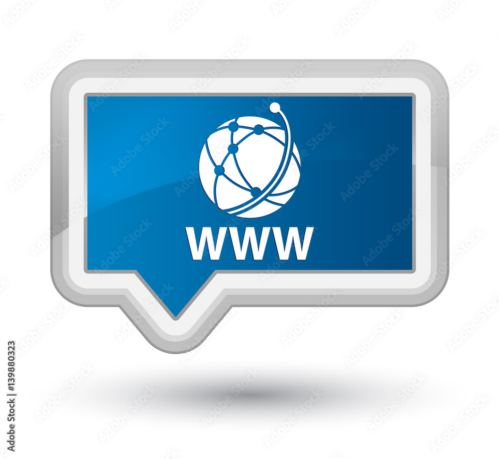 WWW (global network icon) prime blue banner button WWW (global network icon) prime blue banner button