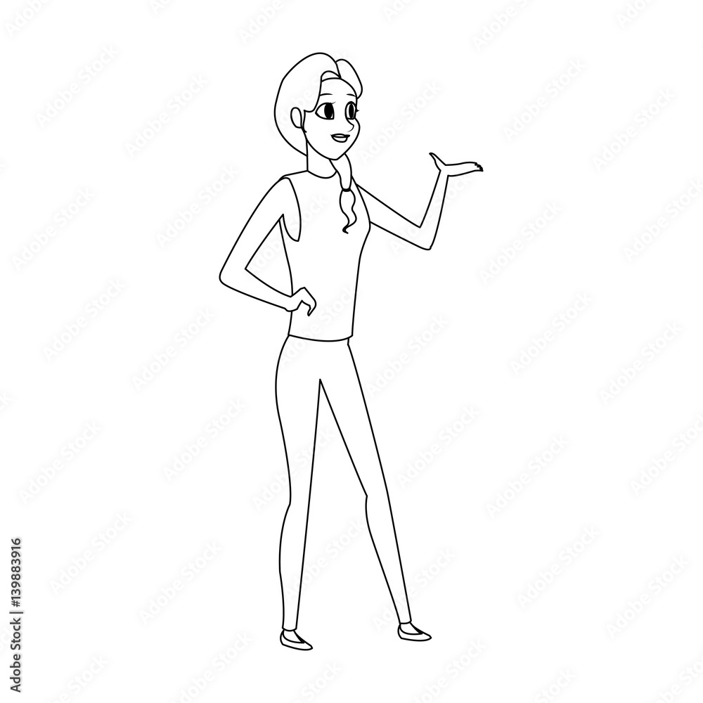 pretty young woman gesticulating  icon image vector illustration design 