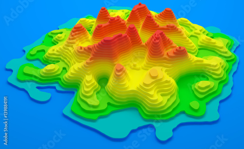 Topographical map of an isl...