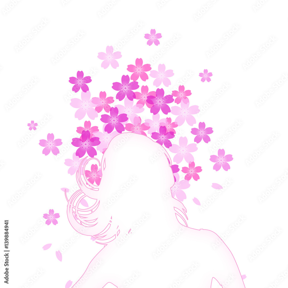 女性　桜　若い女性