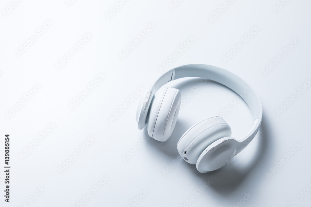 white wireless headphone on the white table white wireless headphone on the white table