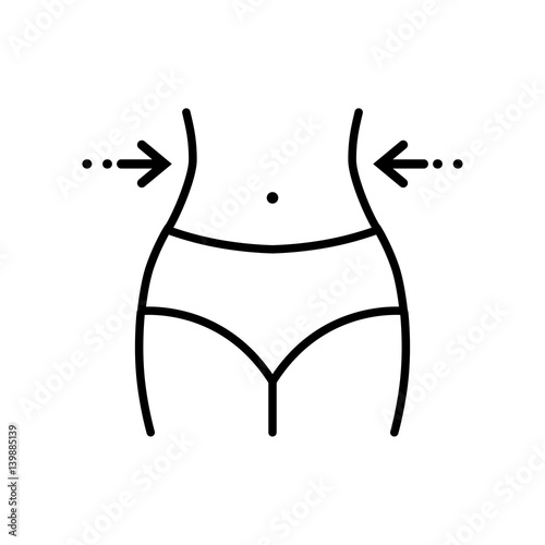 Women waist, weight loss, diet, waistline - line icon