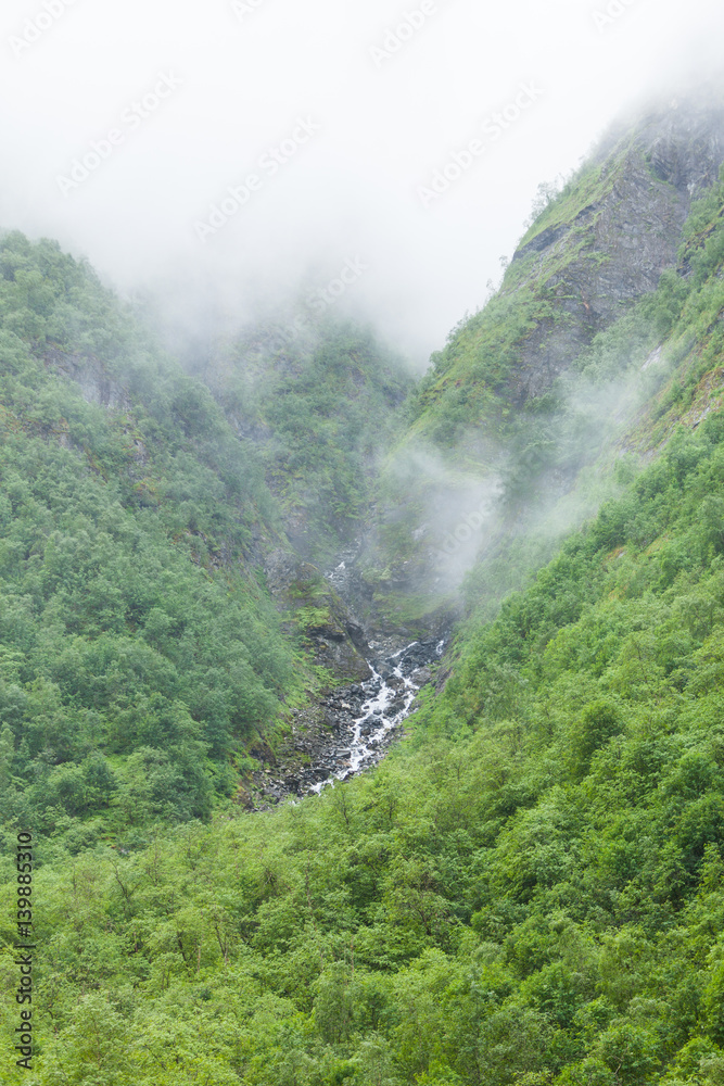 Norway foggy mountains landscape. Norway foggy mountains landscape.