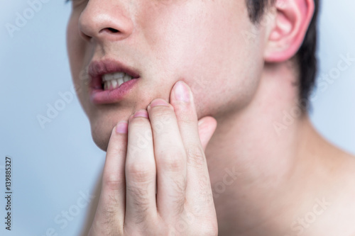 close up of young man face, men's skincare concept
