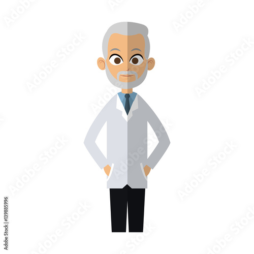 medical doctor old man cartoon icon over white background. colorful design. vector illustration