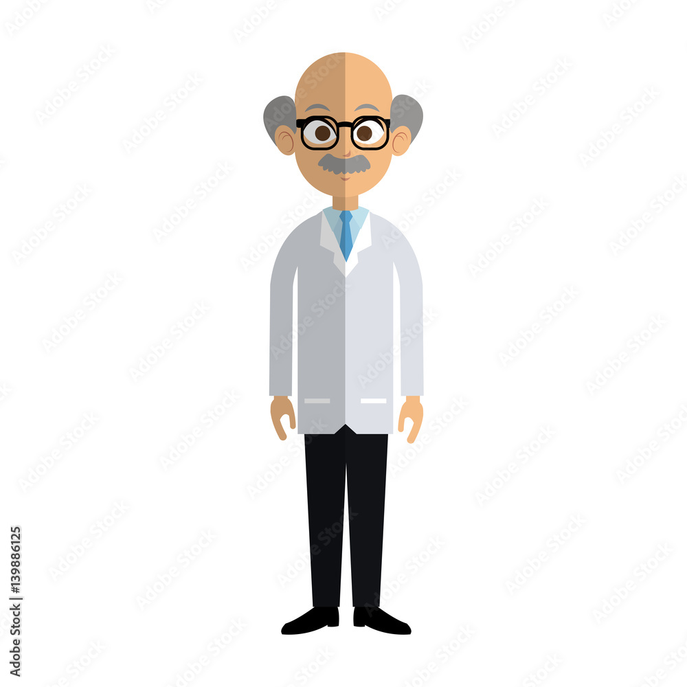 medical doctor old man cartoon icon over white background. colorful design. vector illustration medical doctor old man cartoon icon over white background. colorful design. vector illustration