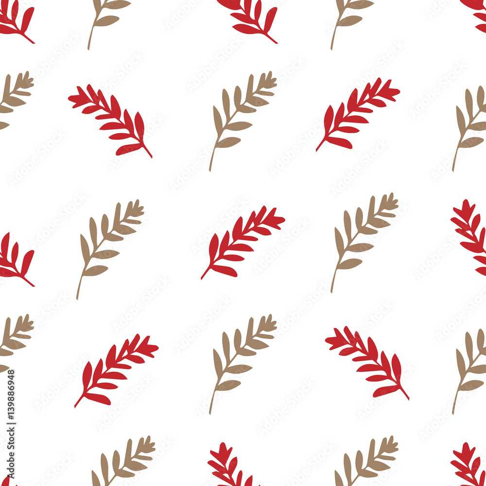 Hand Drawn floral seamless pattern with leaves.