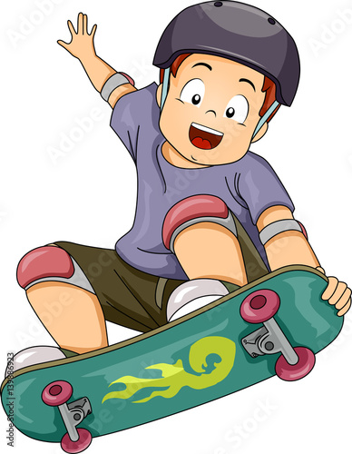 Kid Boy Skateboard Stunt