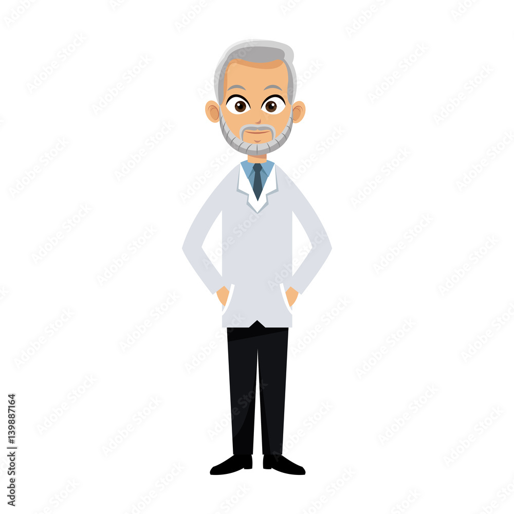 medical doctor old man cartoon icon over white background. colorful design. vector illustration medical doctor old man cartoon icon over white background. colorful design. vector illustration