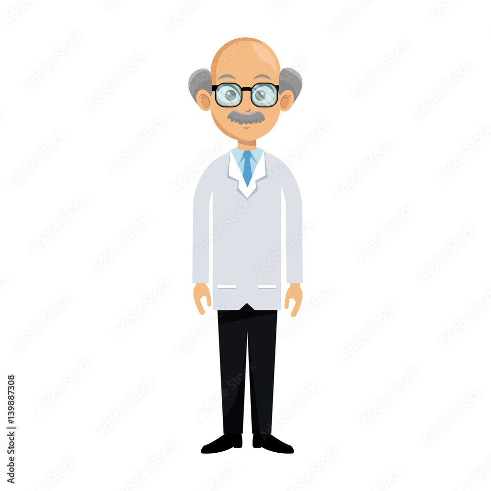 medical doctor old man cartoon icon over white background. colorful design. vector illustration medical doctor old man cartoon icon over white background. colorful design. vector illustration