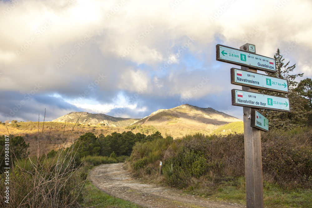 Geopark Way signpost at Villuercas, Spain