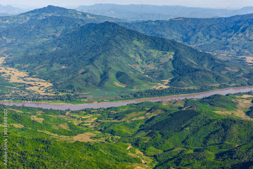 Fototapeta premium View from Doi Pha Tang viewpoint ,Chiang Rai province in Thailand. beautiful location
