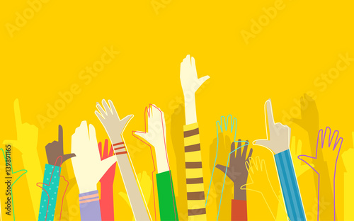 Diverse Raised Hands