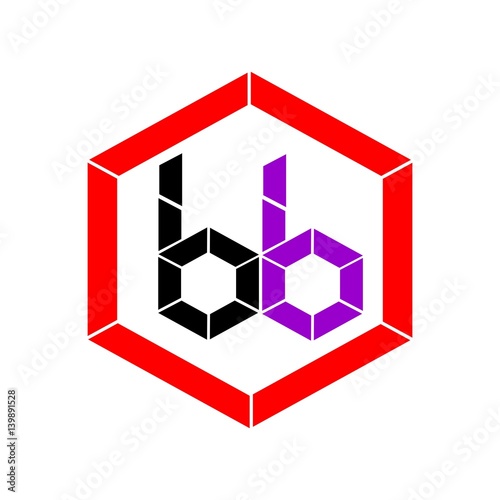 initial letter bb black and purple color logo vector