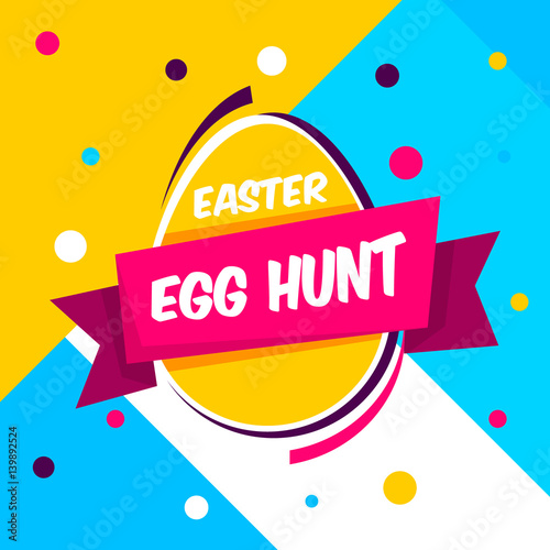 Happy easter template with gold ribbon and eggs, frame, green background and gold confetti. Vector illustration. Design layout for invitation, card, menu, flyer, banner, poster, voucher.