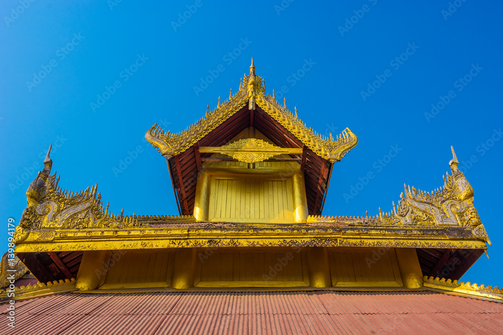 Fototapeta premium Myanmar traditional style roof of Mandalay palace, Mandalay city, Myanmar