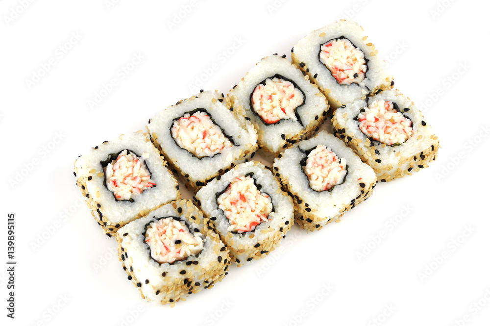 fresh rolls sushi on white background fresh rolls sushi on white background