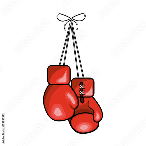 color boxing gloves hanging icon