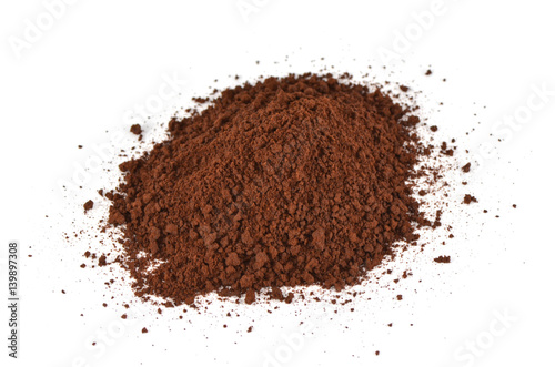 coffee powder on the white background