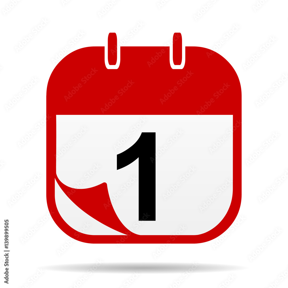 1 on Calendar icon Иллюстрация Stock | Adobe Stock