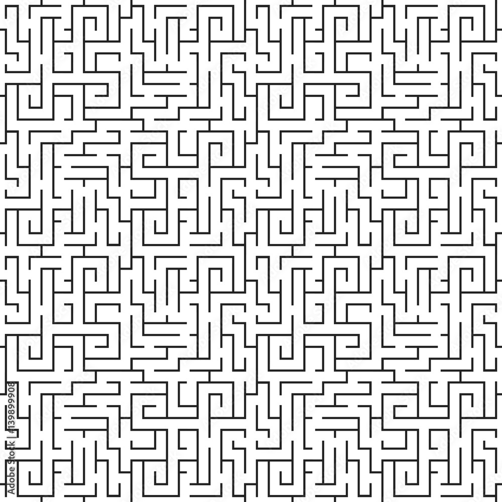 Seamless geometric pattern. Abstract maze background.