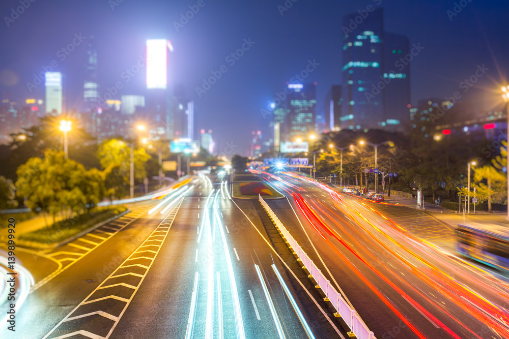 urban traffic with cityscape in modern city of China.