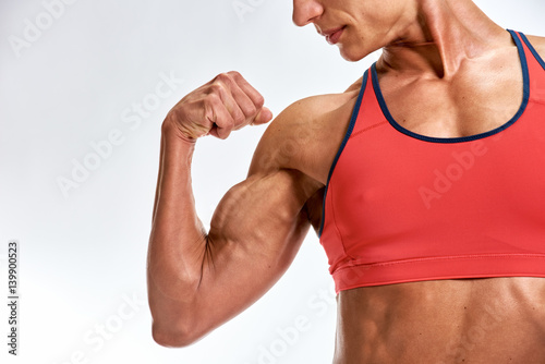 Strong athletic woman close