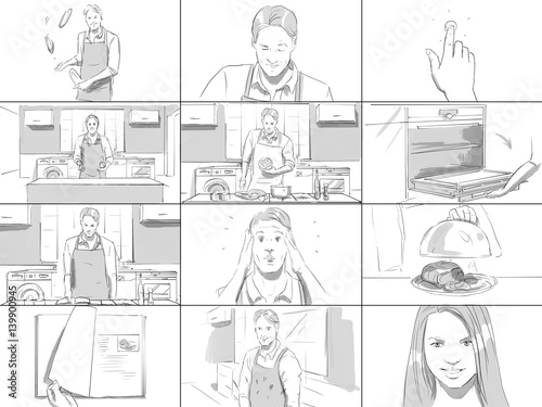 Storyboard about man cooking