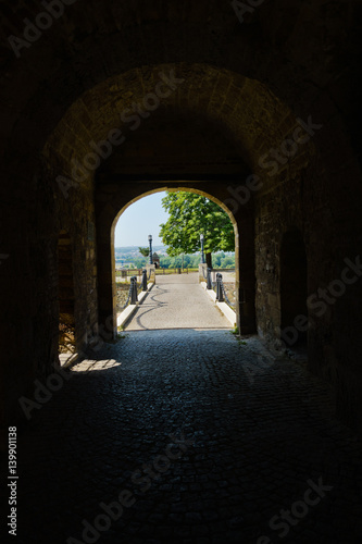 Fortress gate with a wooden bridge at Kalemegdan fortress, Belgrade, Serbia © banepetkovic