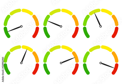 Set of measuring icons easy normal hard