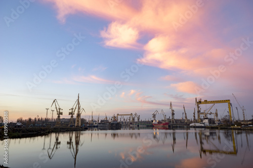 Szczecin ,Poland-January 2017:industrial areas of the former shipyard in Szczecin in Poland, currently being revitalized