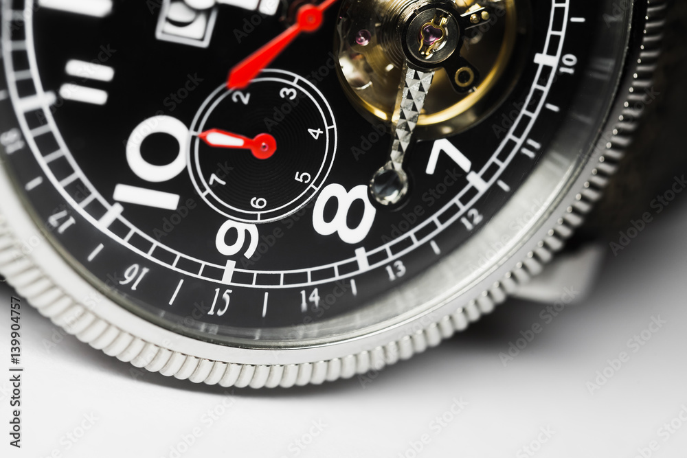 Fototapeta premium Mechanical men wrist watch fragment