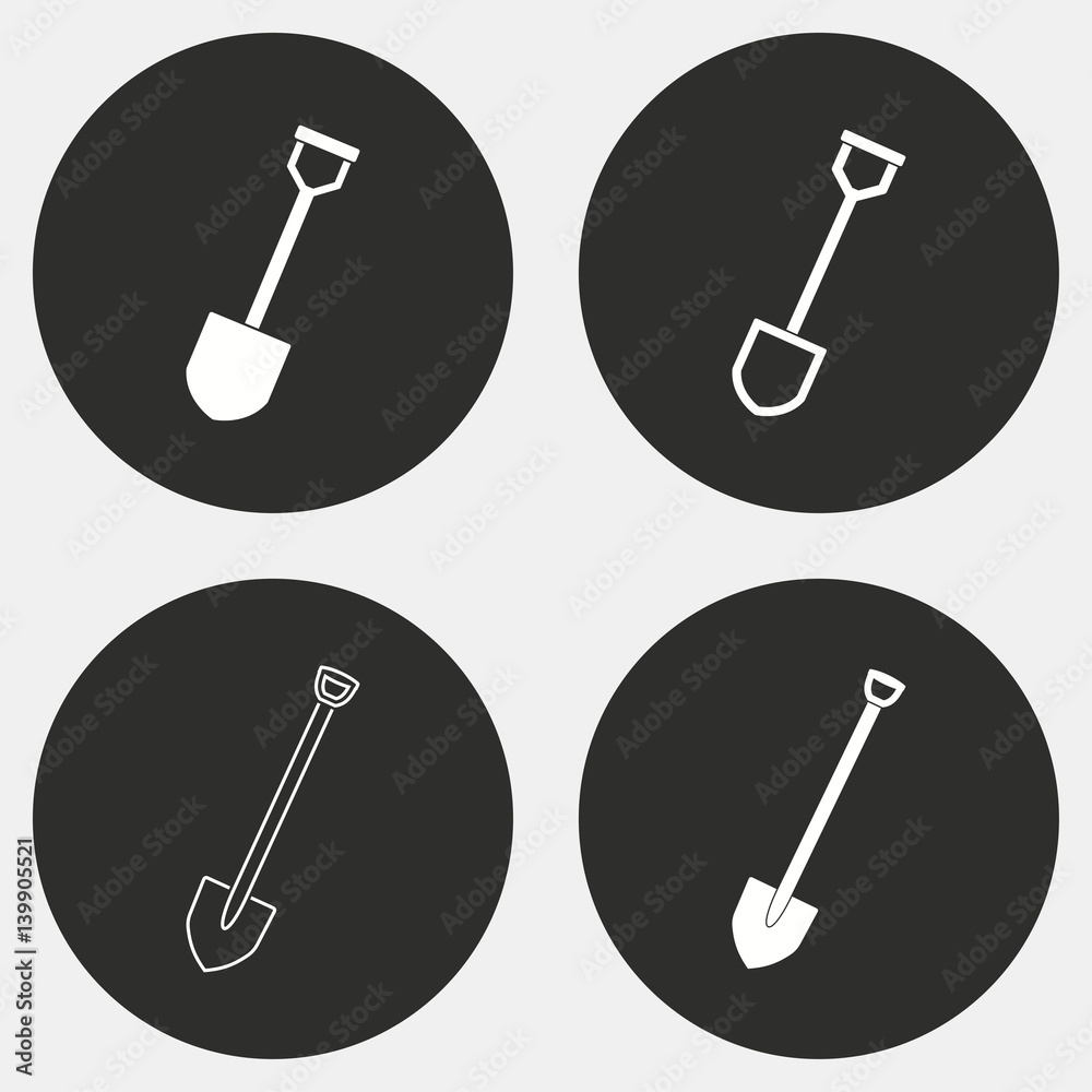Shovel icon set. Shovel icon set.