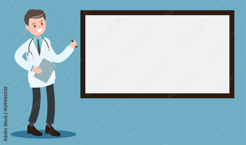 male doctor presentation or teaching. healthcare and medical design concept. vector illustration. male doctor presentation or teaching. healthcare and medical design concept. vector illustration.
