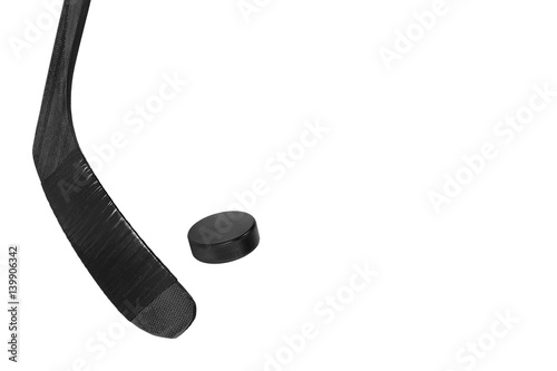 Hockey puck and stick