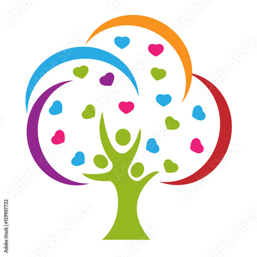 Tree people love logo vector