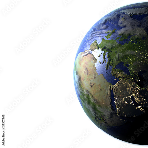 Fototapeta Naklejka Na Ścianę i Meble -  Europe on realistic model of Earth