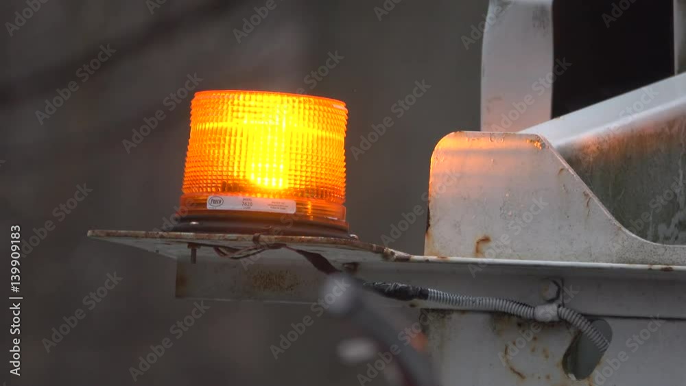 Flashing utility light on a work truck