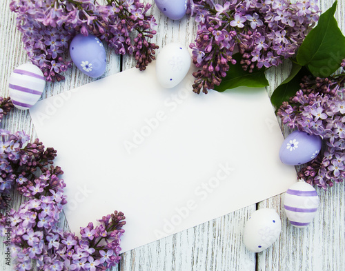 Easter card with lilac flowers