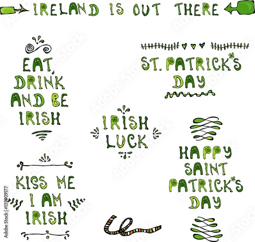 St. Patrick's Day Hand Drawing Lettering Collectoin © Nika Novikova