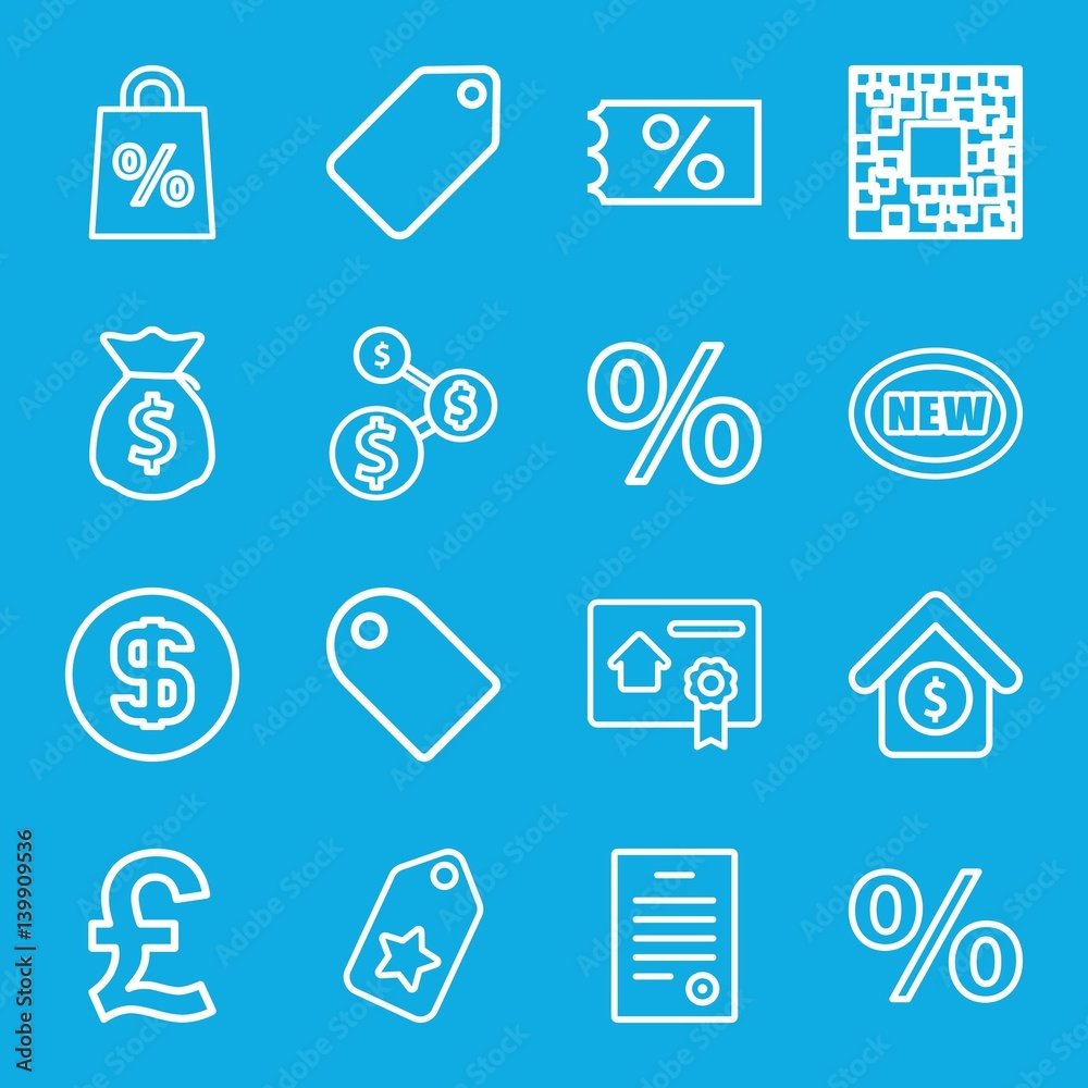 Set of 16 price outline icons Set of 16 price outline icons