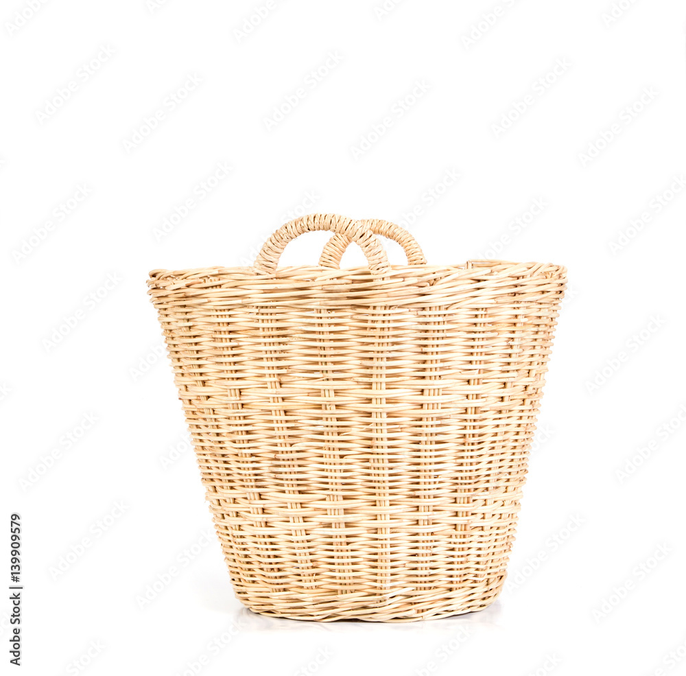 Obraz premium empty brown Wicker baskets on white background