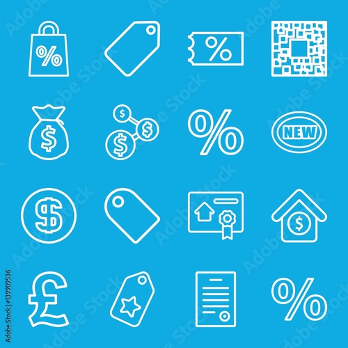 Set of 16 price outline icons