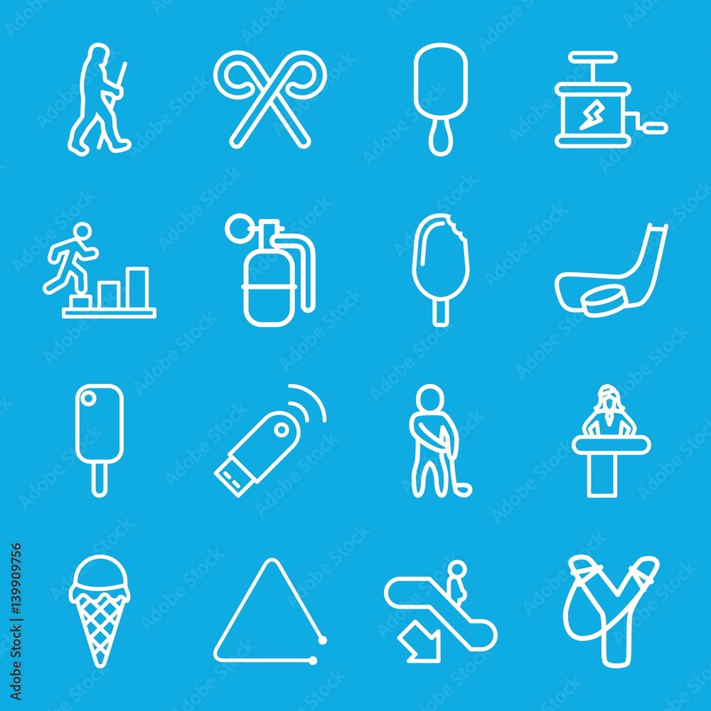 Set of 16 stick outline icons