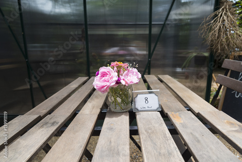 flower vase on the dining t...