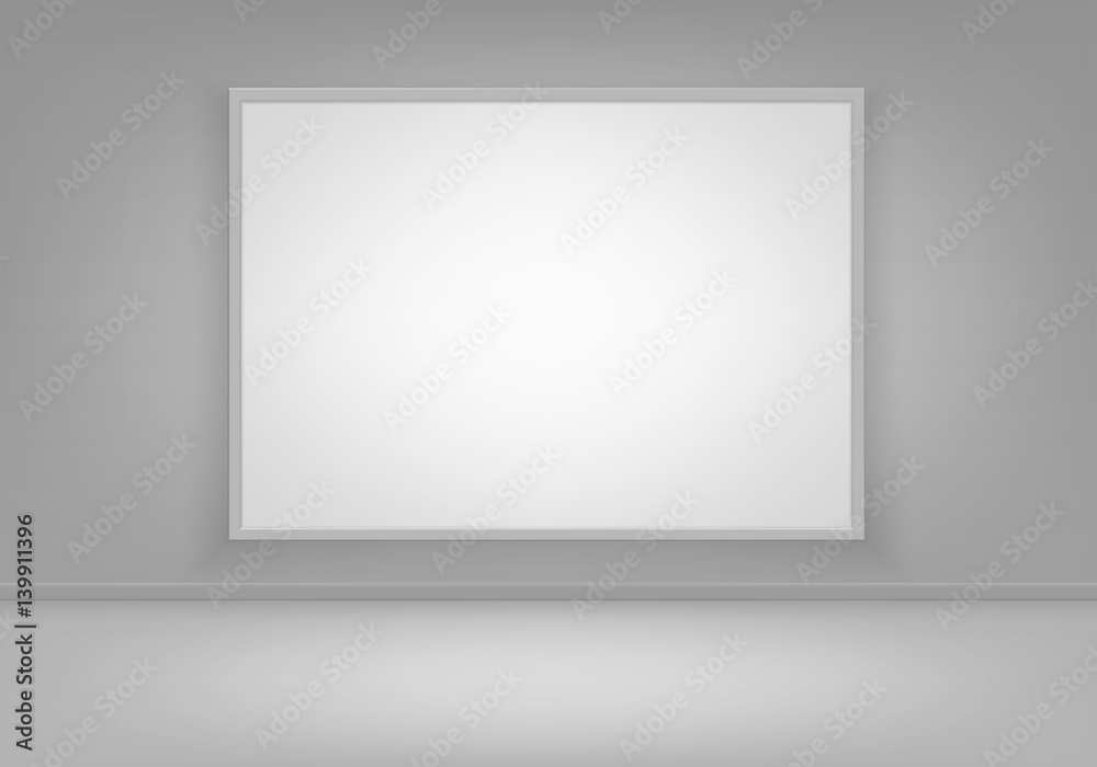 Vector Empty Blank White Mock Up Poster Picture Frame on Wall with Floor Front View Vector Empty Blank White Mock Up Poster Picture Frame on Wall with Floor Front View