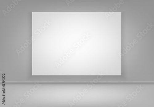 Vector Empty Blank White Mock Up Poster Picture Frame on Wall with Floor Front View