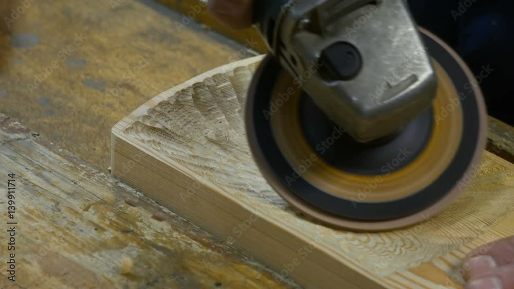 Polyshing of wooden plank by electrical tool Polyshing of wooden plank by electrical tool